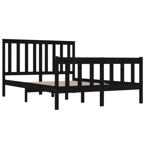 Sengeramme 140x190 cm massivt fyrretræ sort
