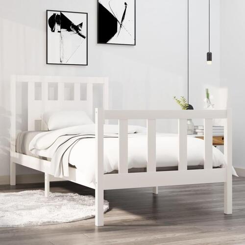 Sengeramme 90x190 cm Single massivt træ hvid