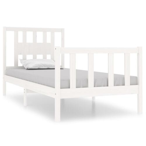 Sengeramme 90x190 cm Single massivt træ hvid