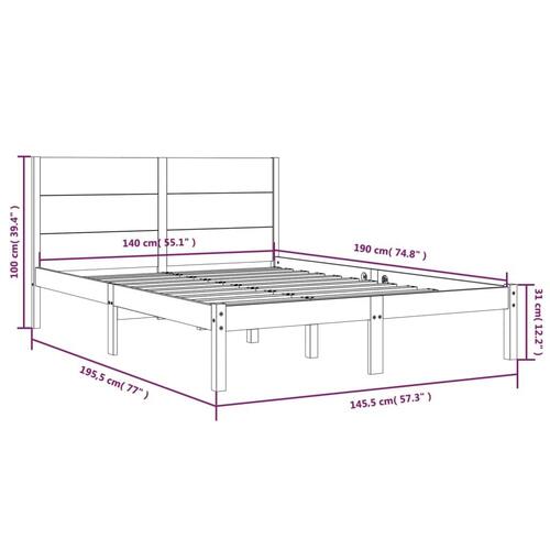 Sengeramme uden madras 140x190 cm massivt fyrretræ hvid
