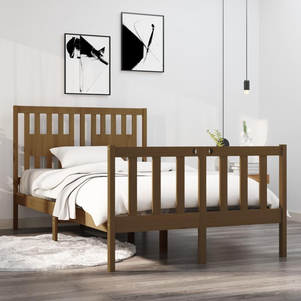 Sengeramme 120x190 cm Small Double massivt træ gyldenbrun