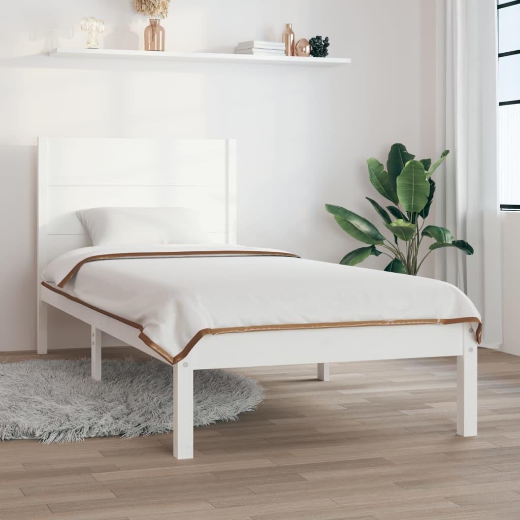 Sengeramme 100x200 cm massivt fyrretræ hvid