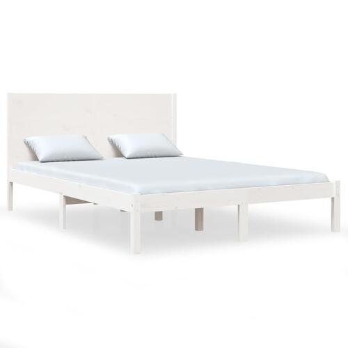 Sengeramme uden madras 120x200 cm massivt fyrretræ hvid