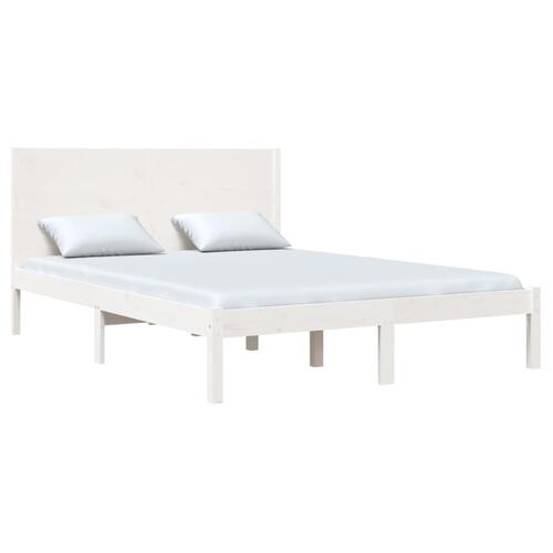 Sengeramme uden madras 120x200 cm massivt fyrretræ hvid
