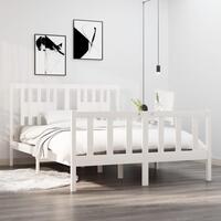Sengeramme 135x190 cm dobbelt massivt fyrretræ hvid