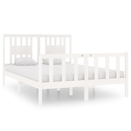 Sengeramme 135x190 cm dobbelt massivt fyrretræ hvid