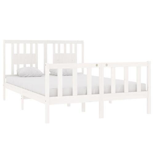 Sengeramme 135x190 cm dobbelt massivt fyrretræ hvid