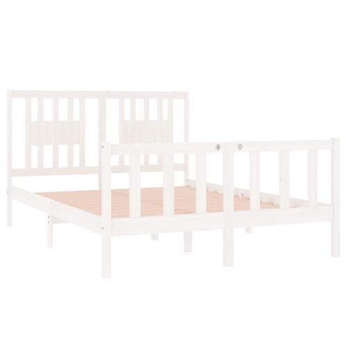 Sengeramme 135x190 cm dobbelt massivt fyrretræ hvid