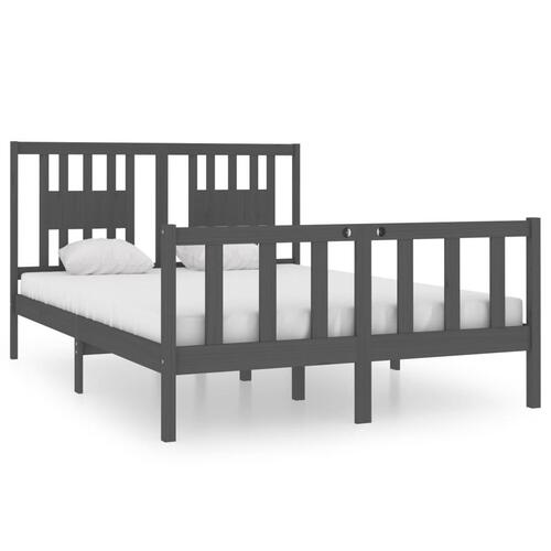 Sengeramme 135x190 cm Double massivt fyrretræ grå