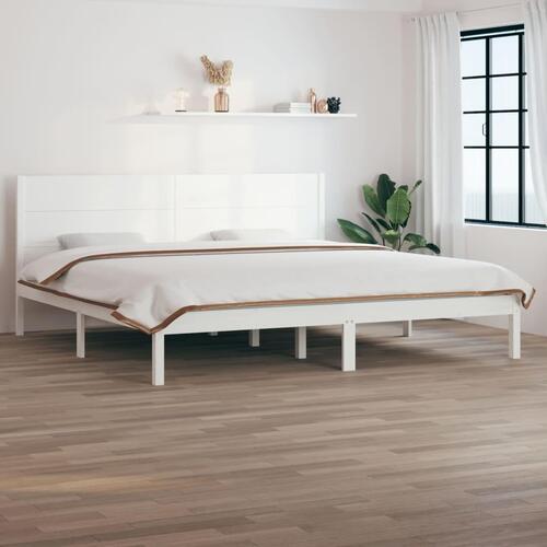 Sengeramme uden madras 200x200 cm massivt fyrretræ hvid
