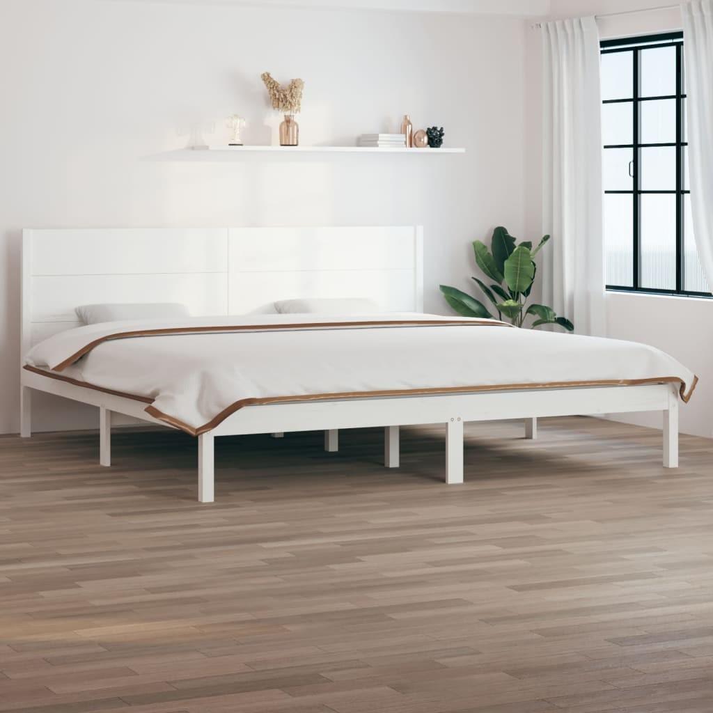 Sengeramme 200x200 cm massivt fyrretræ hvid