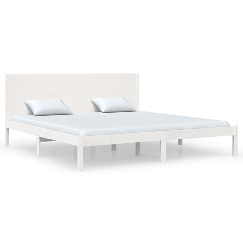 Sengeramme uden madras 200x200 cm massivt fyrretræ hvid