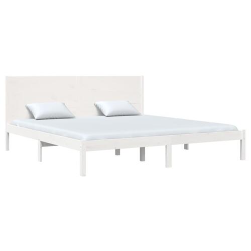Sengeramme uden madras 200x200 cm massivt fyrretræ hvid