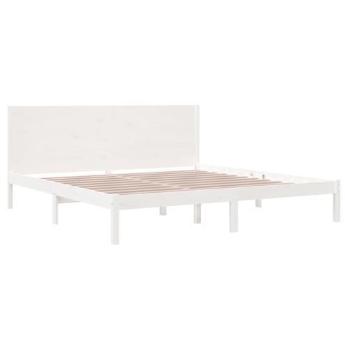 Sengeramme uden madras 200x200 cm massivt fyrretræ hvid