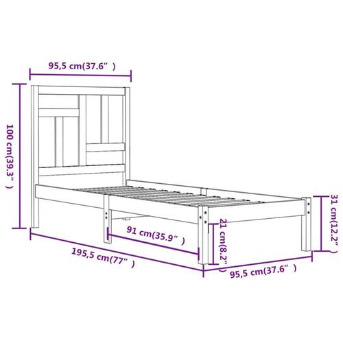 Sengeramme uden madras 90x190 cm massivt fyrretræ hvid