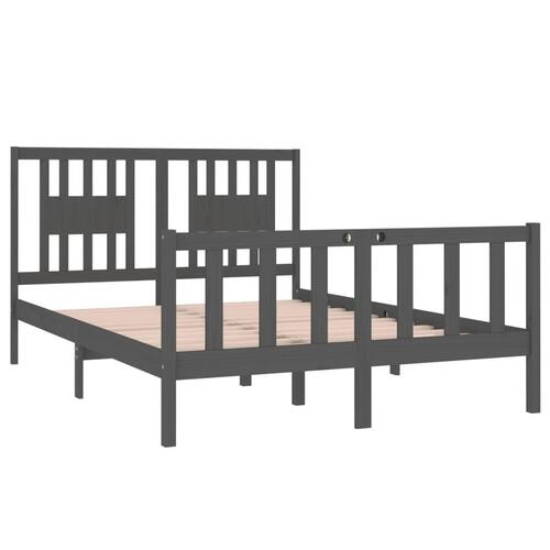 Sengeramme 140x190 cm massivt træ grå