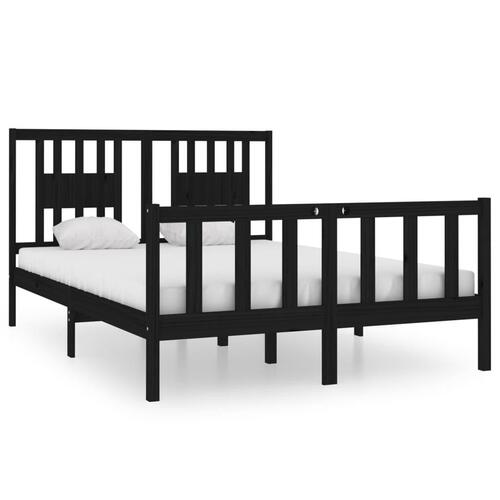 Sengeramme 140x190 cm massivt træ sort