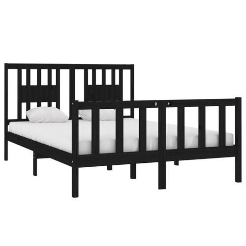 Sengeramme 140x190 cm massivt træ sort