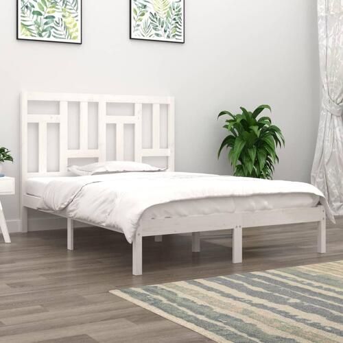 Sengeramme uden madras 140x190 cm massivt fyrretræ hvid