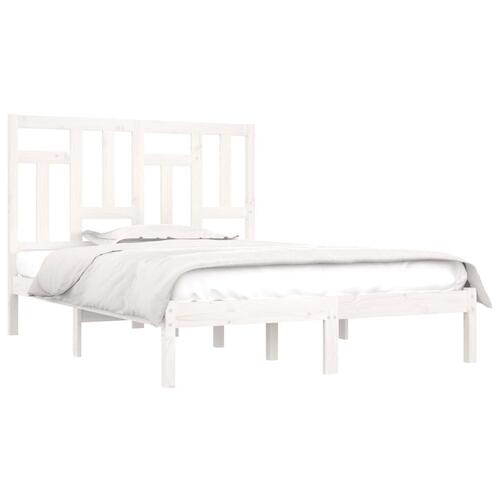 Sengeramme uden madras 140x190 cm massivt fyrretræ hvid