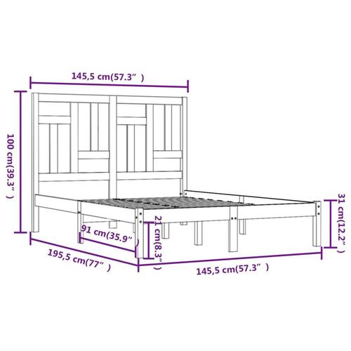 Sengeramme uden madras 140x190 cm massivt fyrretræ hvid
