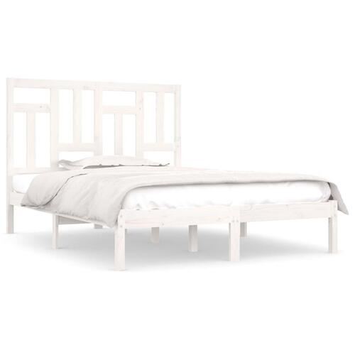 Sengeramme uden madras 120x200 cm massivt fyrretræ hvid