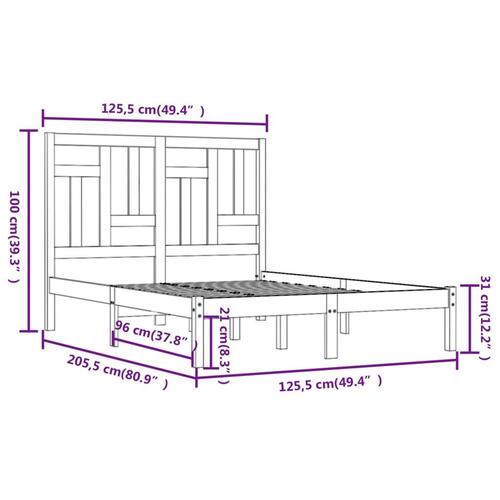 Sengeramme uden madras 120x200 cm massivt fyrretræ hvid