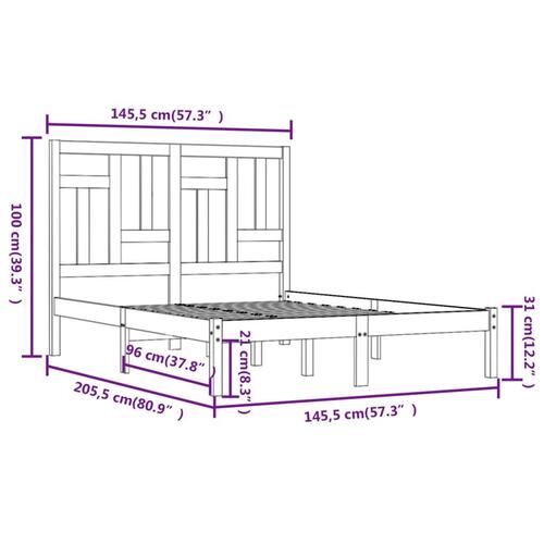 Sengeramme uden madras 140x200 cm massivt fyrretræ hvid