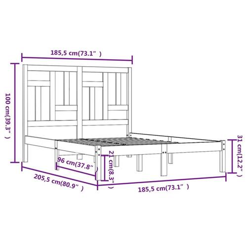 Sengeramme uden madras 180x200 cm massivt fyrretræ hvid