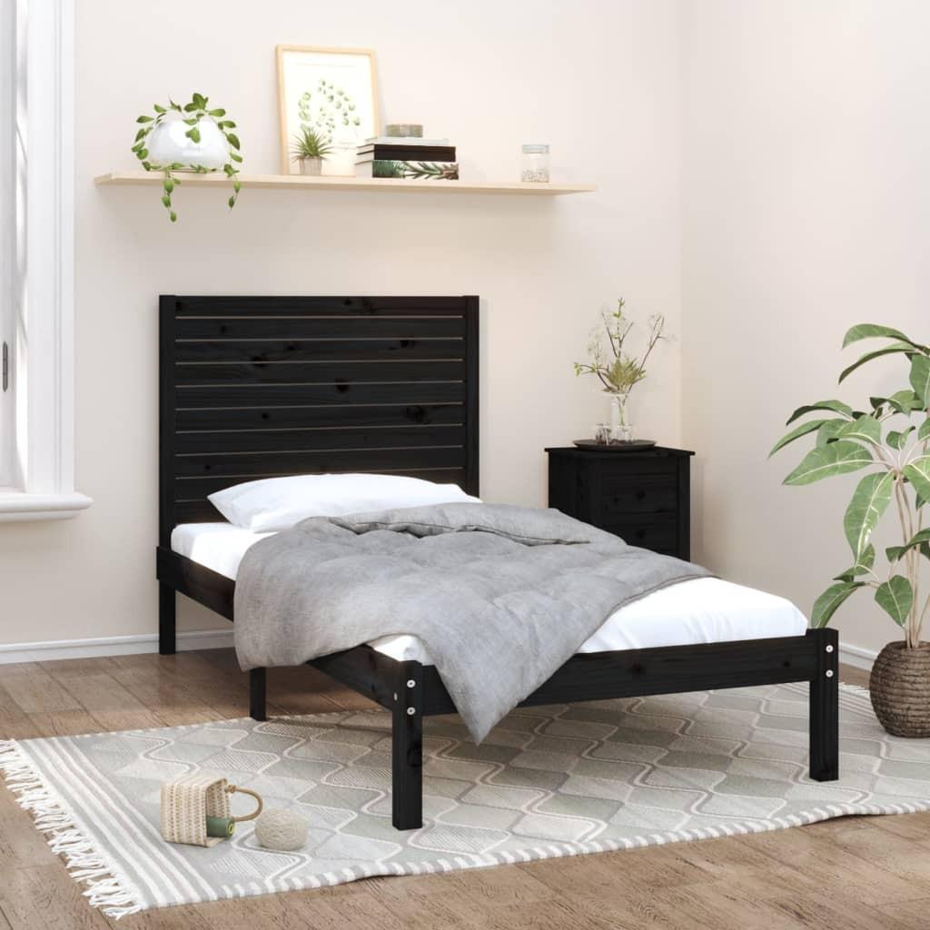 Sengeramme 100x200 cm massivt træ sort