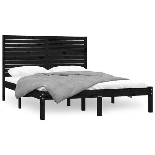 Sengeramme 150x200 cm King Size massivt træ sort