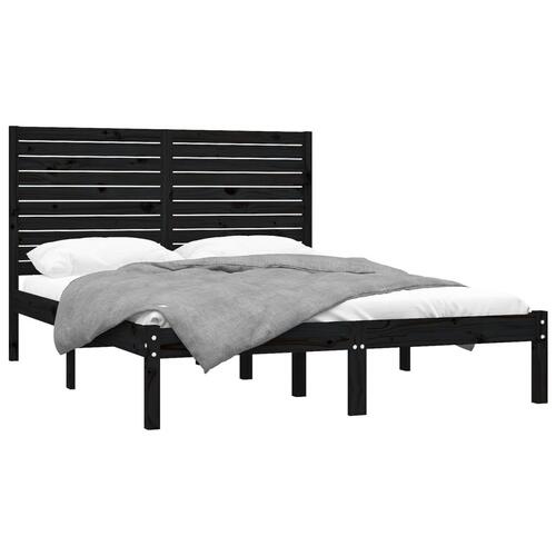 Sengeramme 150x200 cm King Size massivt træ sort