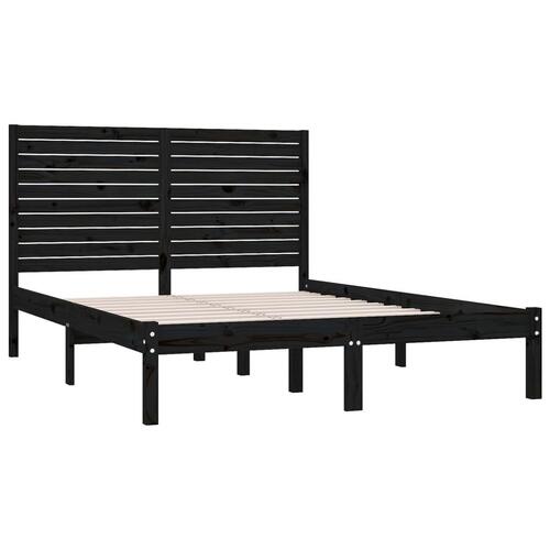 Sengeramme 150x200 cm King Size massivt træ sort