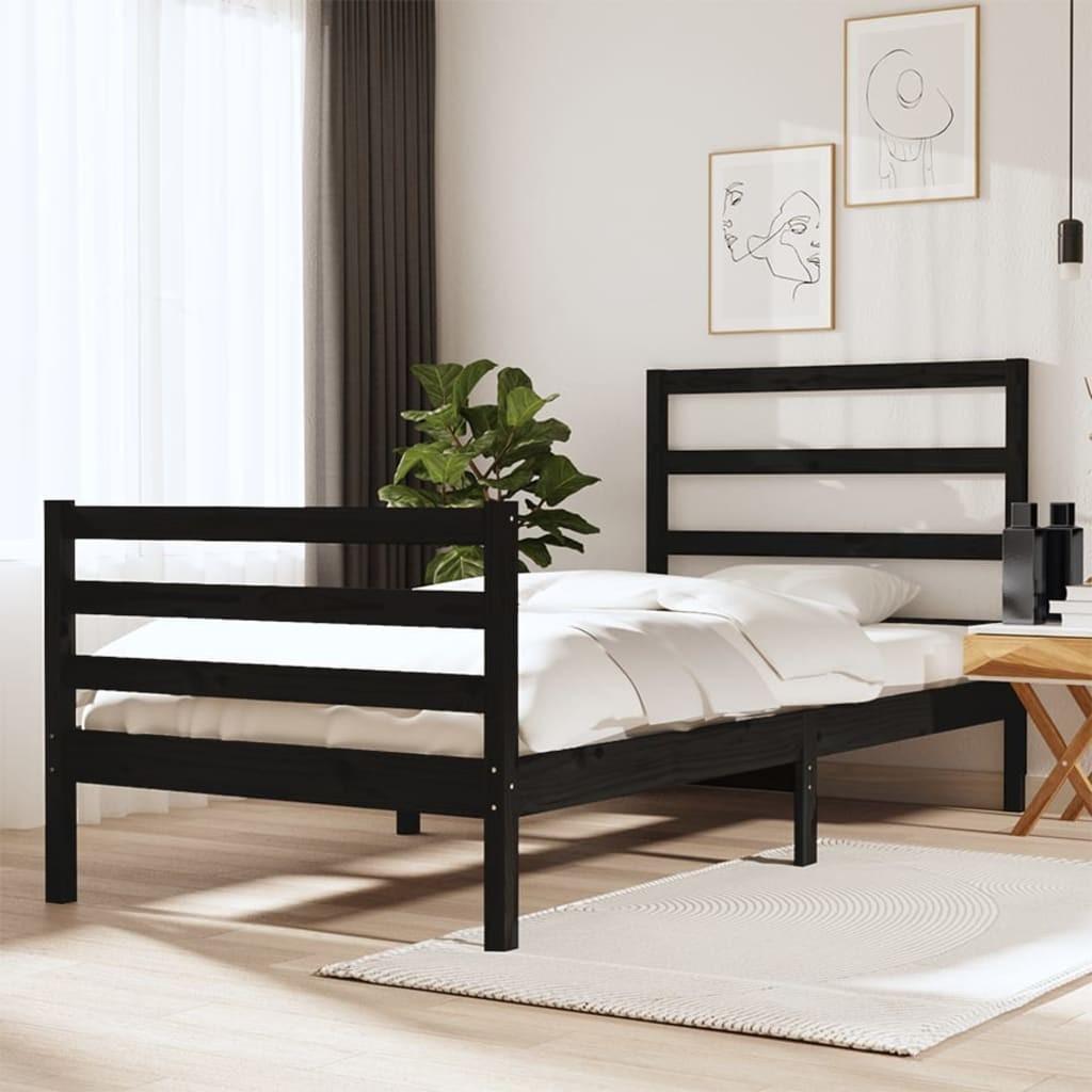 Sengeramme 75x190 cm Small Single massivt fyrretræ sort