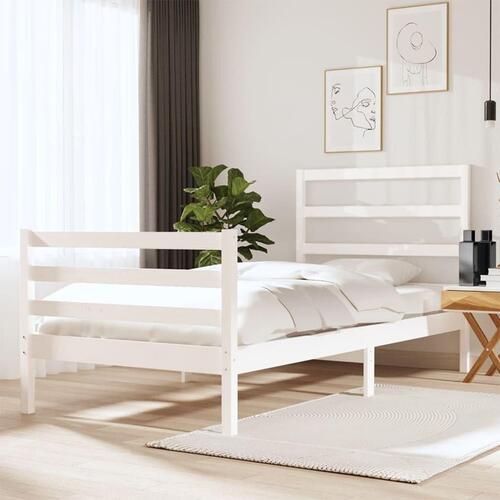 Sengeramme 90x190 cm Single massivt fyrretræ hvid