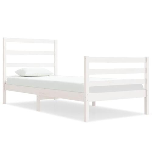 Sengeramme 90x190 cm Single massivt fyrretræ hvid