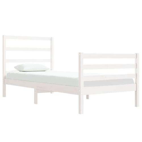 Sengeramme 90x190 cm Single massivt fyrretræ hvid