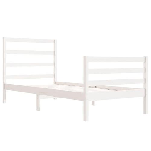 Sengeramme 90x190 cm Single massivt fyrretræ hvid