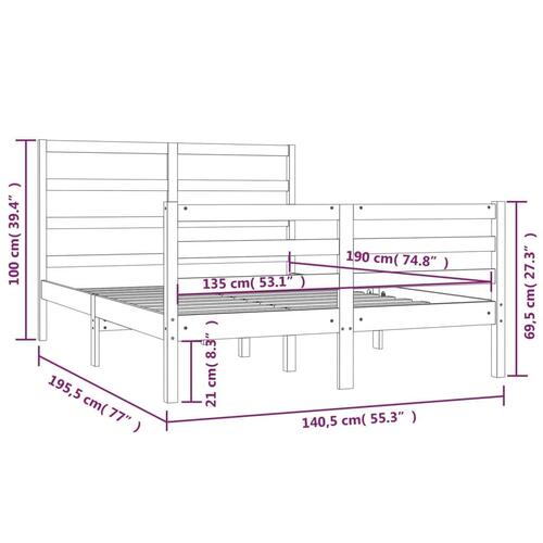 Sengeramme 135x190 cm massivt fyrretræ