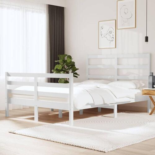 Sengeramme 140x190 cm massivt fyrretræ hvid