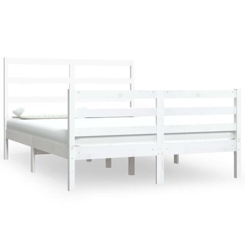 Sengeramme 140x190 cm massivt fyrretræ hvid