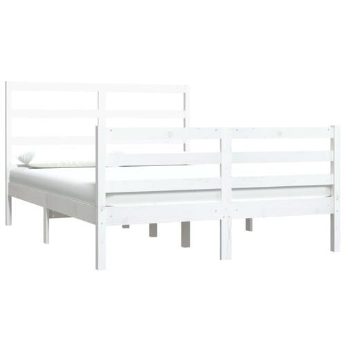 Sengeramme 140x190 cm massivt fyrretræ hvid
