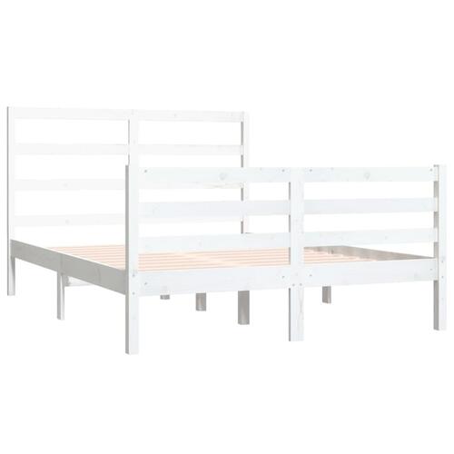 Sengeramme 140x190 cm massivt fyrretræ hvid