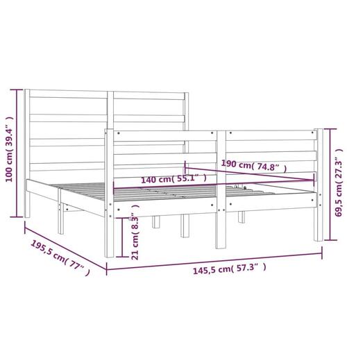 Sengeramme 140x190 cm massivt fyrretræ hvid