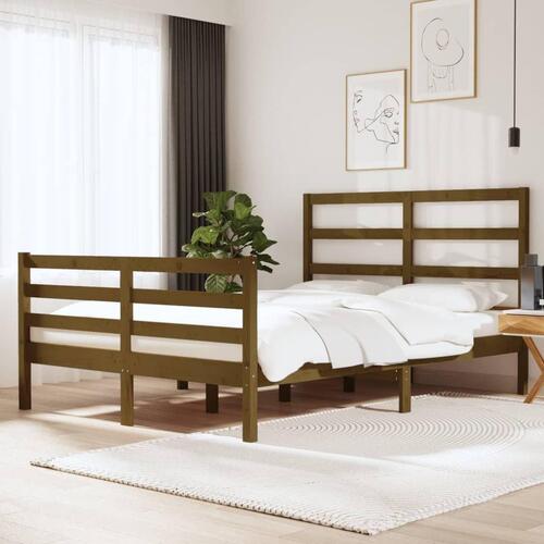 Sengeramme 150x200 cm King Size massivt træ gyldenbrun