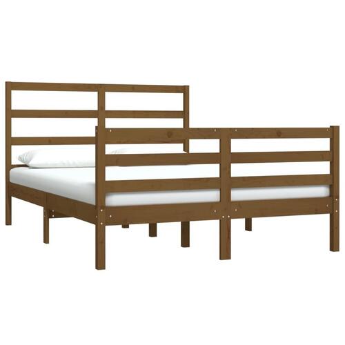 Sengeramme 150x200 cm King Size massivt træ gyldenbrun