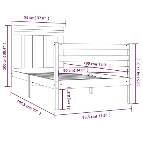 Sengeramme 90x190 cm massivt træ