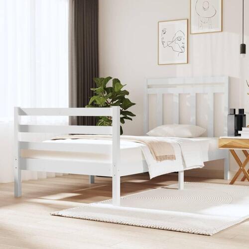 Sengeramme 90x190 cm Single massivt træ hvid