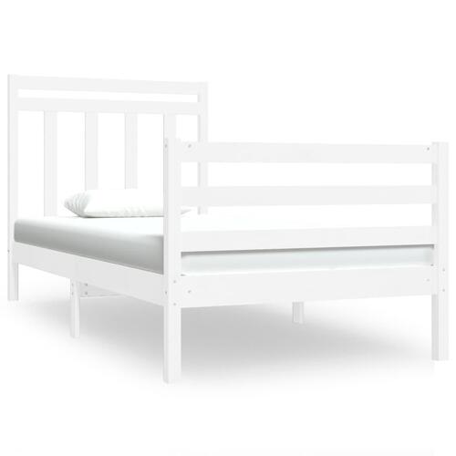 Sengeramme 90x190 cm Single massivt træ hvid