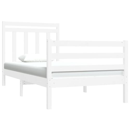 Sengeramme 90x190 cm Single massivt træ hvid
